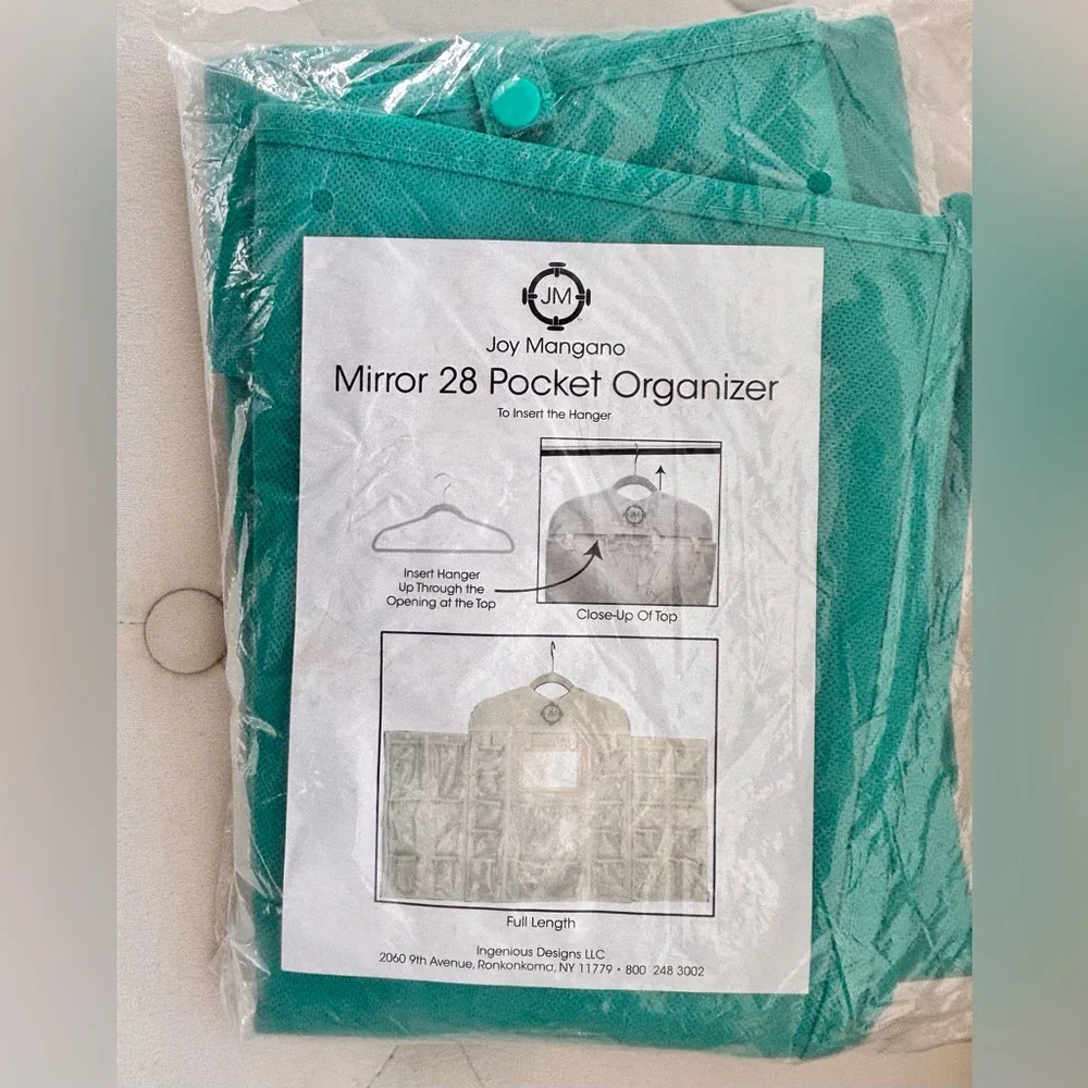 Blue-Green Joy Mangano mirror 28 pocket organizer - New